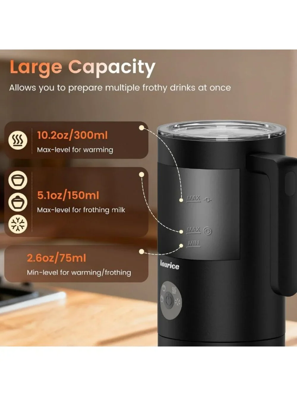 4-in-1 Electric Milk Frother & Steamer - Automatic Hot & Cold Foam Maker for